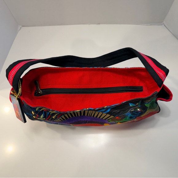 LAUREL BURCH Wild Horses of Fire Hobo Tote Bag Zipper Multicolor Canvas 15”x9” - Picture 9 of 16